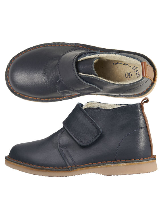 Marineblaue Lederschühchen Kind Junge GGBOOTVITAL / 19WK36X1D0D070