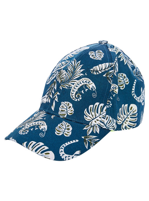 Marineblaue und weiße Jungenmütze mit gelber Innenseite JYOCLOCAP / 20SI0211CHA715