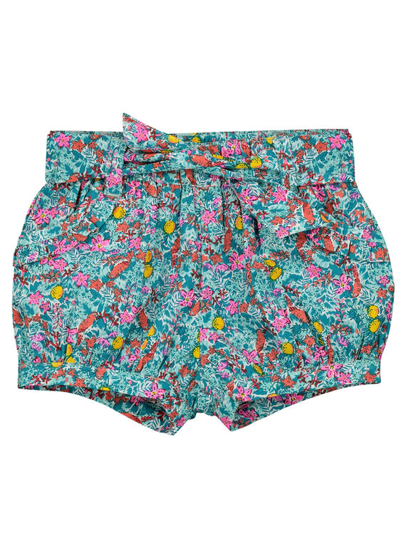 Baby-Shorts mit Blumenmuster für Mädchen FICUSHO2 / 19SG09N1SHO202