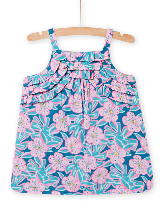 Baby Mädchen petrolblaues Kleid mit Blumendruck 22SG09U2ROB215