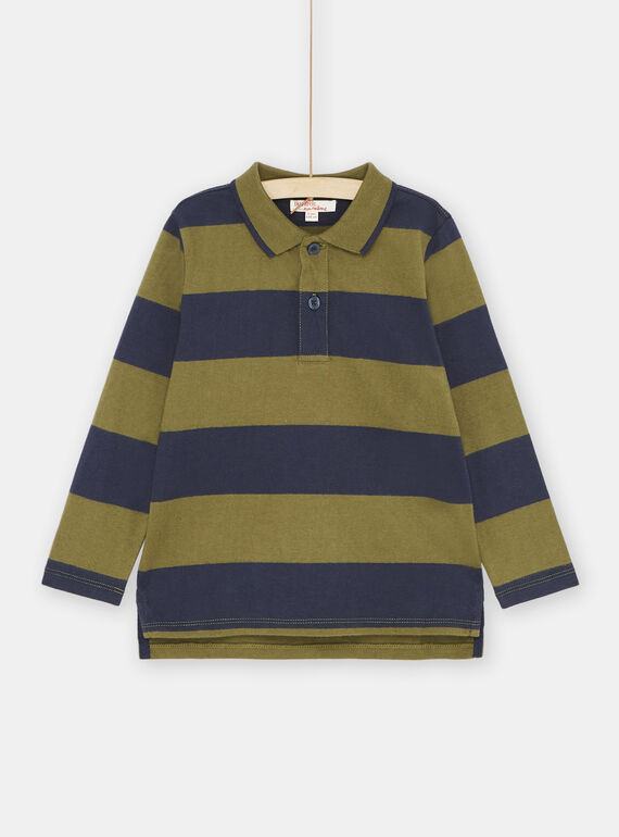 Polo-Shirt in Marineblau und Grün mit Streifenmuster, Jungen SOJOPOL5 / 23W902B5POLG631