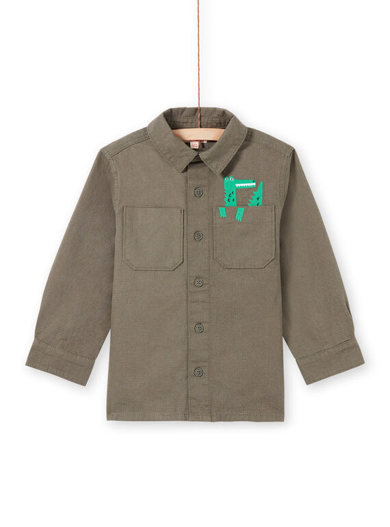 Jungen-Langarm-Shirt khaki mit Krokodil-Muster MOKASURCHEM / 21W902I1CHM628