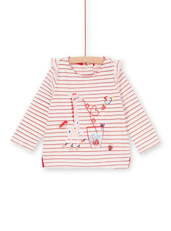 Lurex® Baby Girl T-Shirt mit roten und weißen Streifen LICANTEE / 21SG09M1TML001