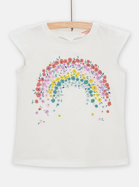 T-Shirt mit Regenbogenprint für Mädchen in Ecru TAPOTI4 / 24S901M3TMC001
