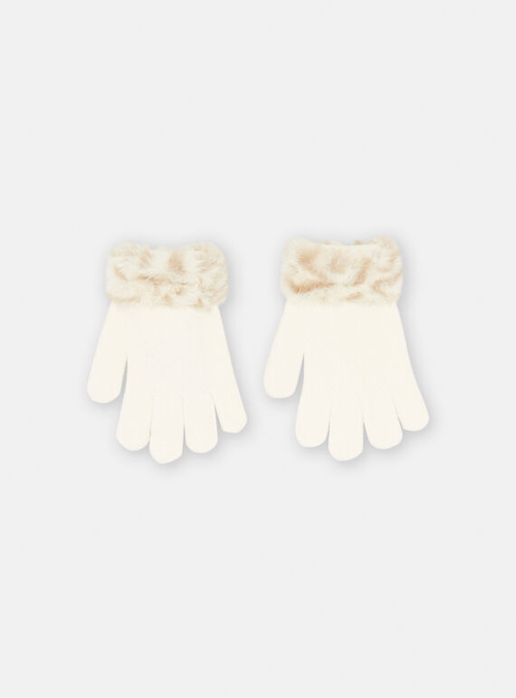 Ecru Handschuhe aus Kunstpelz SYAJOGAN2 / 23WI0192GAN003