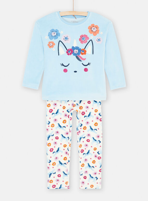 Pyjama aus Velours in Pastellblau, Mädchen SEFAPYJBLO / 23WH1143PYJC236