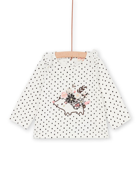 Weiß und marineblau T-Shirt mit Baby Mädchen Polka Dots LIPOETEE1 / 21SG09Y2TML001