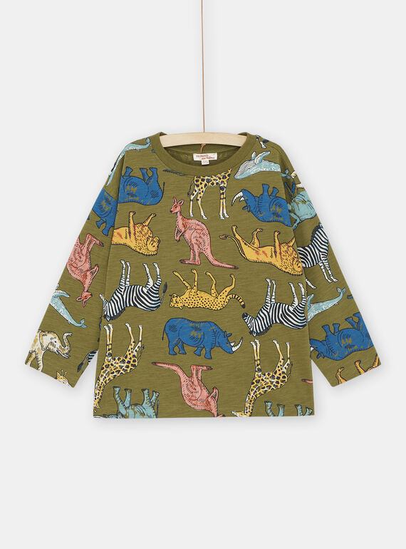 T-Shirt in Militärgrün mit Tierprint für Jungen SOKYOTEE4 / 23W902I4TMLG631