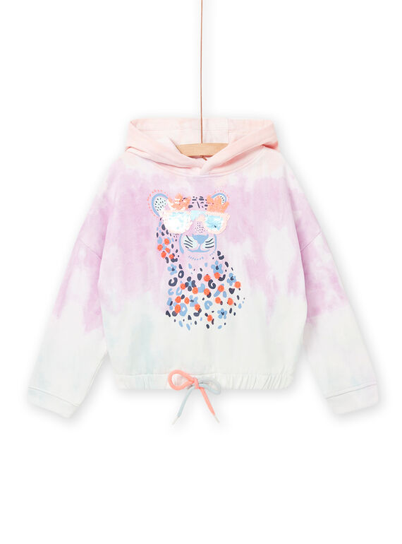 Kapuzensweatshirt mit Leopardenmuster und Pailletten für Kind Mädchen NAMOSWEA / 22S901N1SWED327